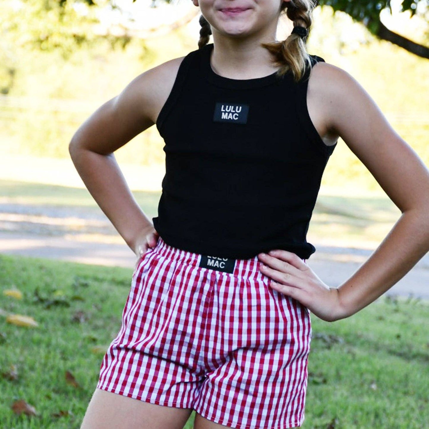 LULU MAC Red Gingham KIDS SHORTS