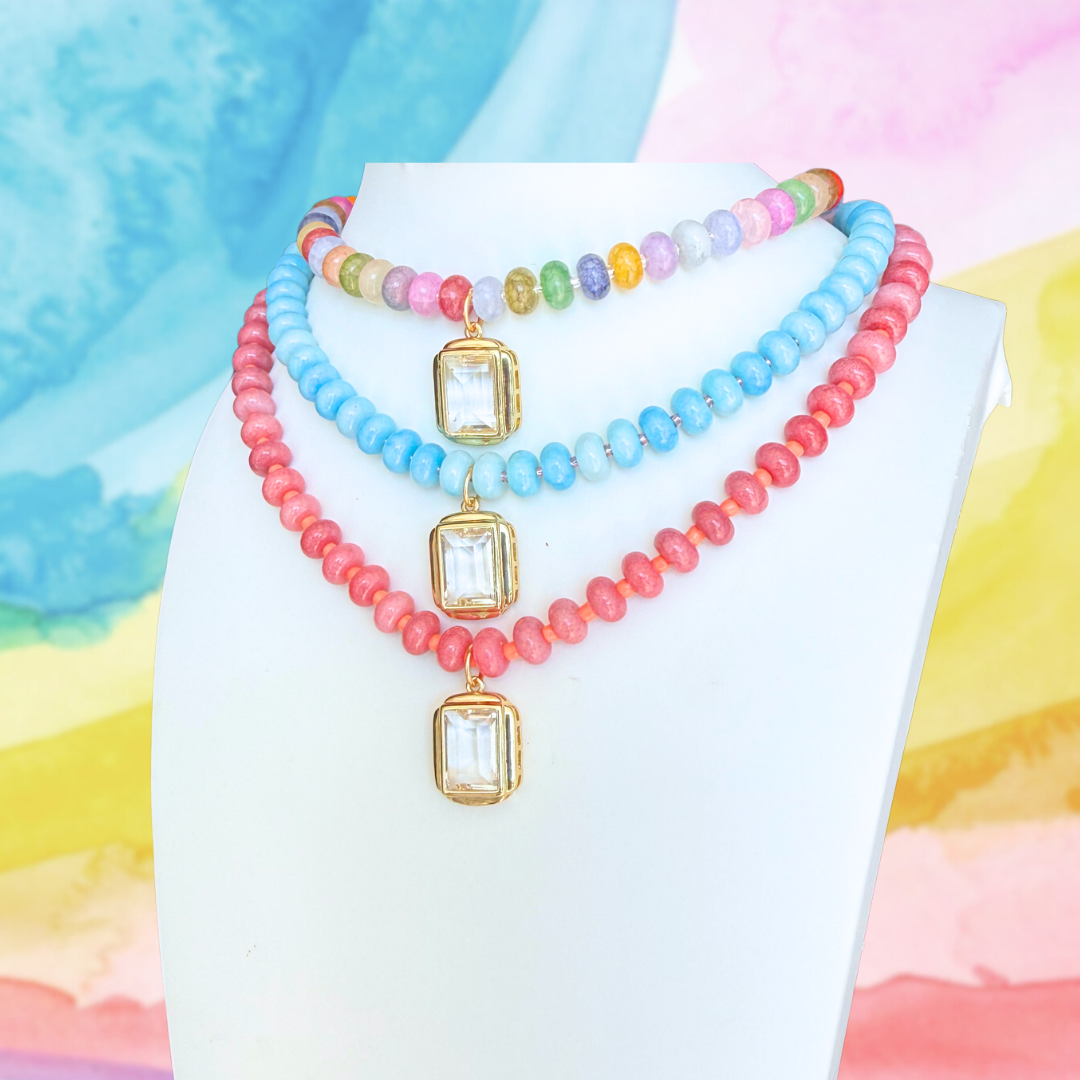 Candy Beaded Necklace: Rainbow