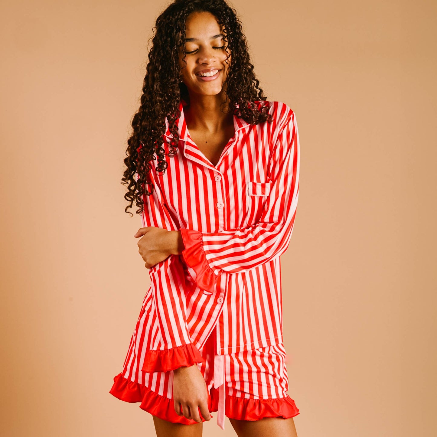 Sweet Dreams Pajama Shorts Set-Peppermint Stripes