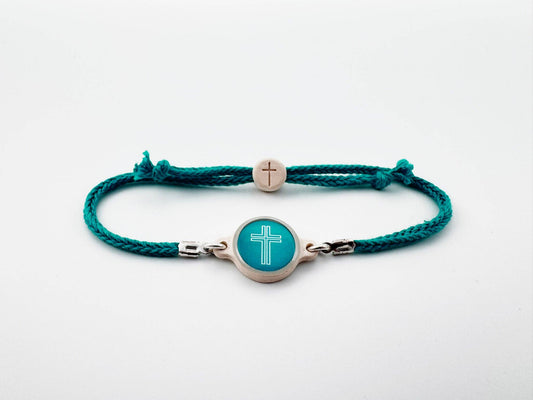 Tap To Pray™ - Survivor Series Handmade Bracelets: Turquoise + Cross