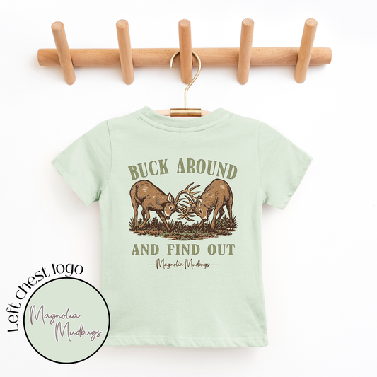 Buck Around Kids T-Shirt | Hunting & Outdoors: LS Heather Gray