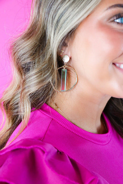 Iridescent Stick Hoops: Hexagon