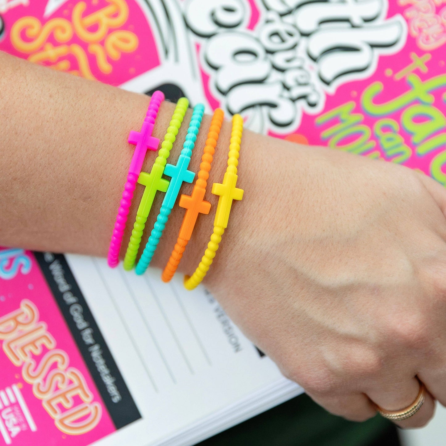 Jesus Bracelets - 5 Packs: Cotton Candy
