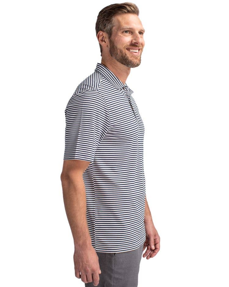 Cutter & Buck Virtue Eco Pique Stripe Recycled Mens Polo: College Purple
