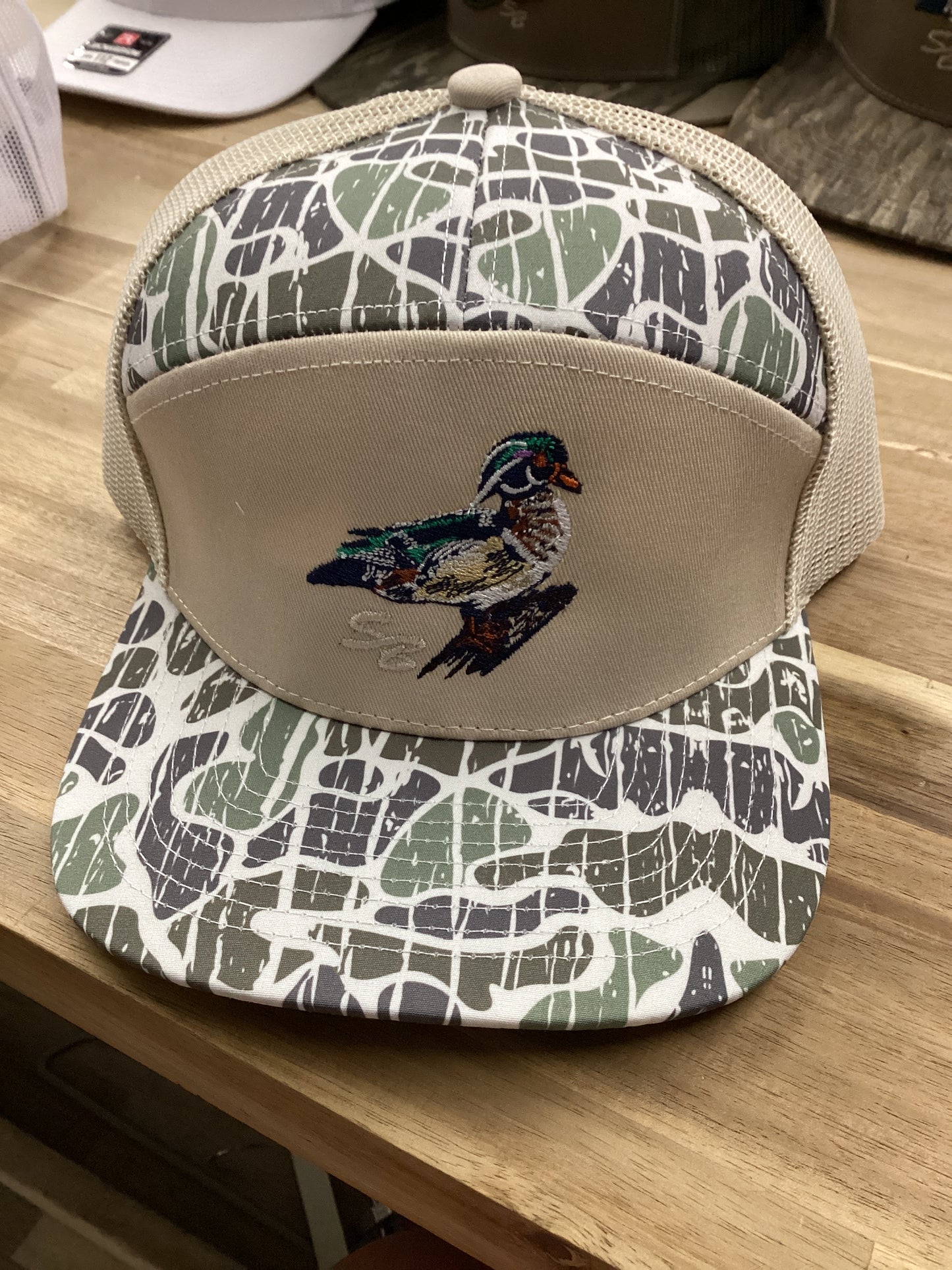 Speckle Bellies - Wood Duck SB Cap - Foggy Marsh Vein camo 7 panel