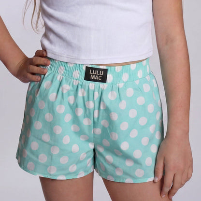 Lulu Mac Mint Polka Dot KIDS SHORTS