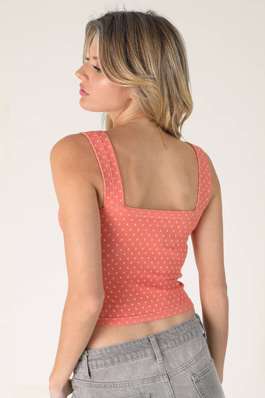 NS8532 - Polka Dot Square Crop Top: 2246 French Roast