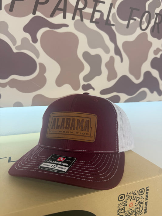 Speckle Bellies - Alabama Leather Patch - Crimson/White