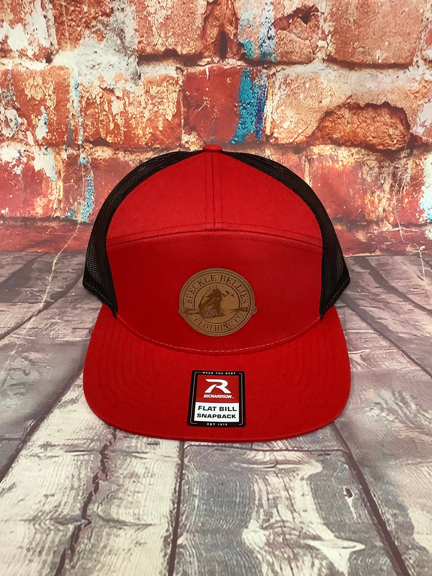 Circle Logo Leather Patch Flat Bill: Black