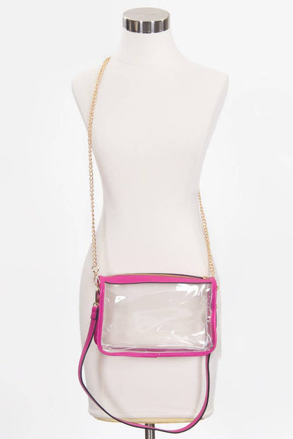 Clear Rectangle Stadium Concert Crossbody Bag: Navy