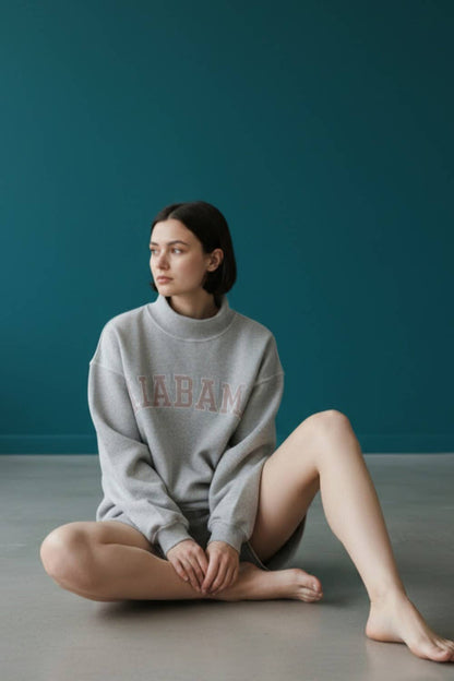 ALABAMA1 |  'ALABAMA' Embroidered Sweatshirt: HEATHER GREY/CRIMSON