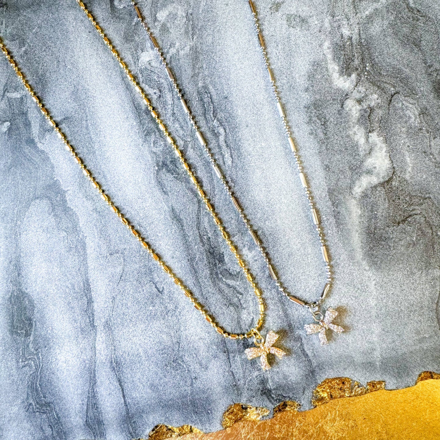 O’Lolly CZ Bow Necklace: Gold