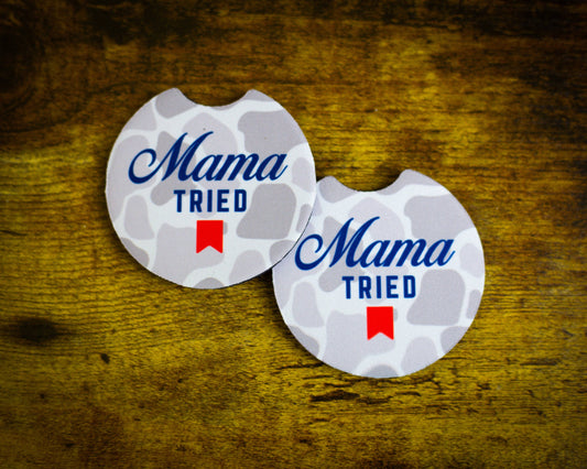 Mama Tried - White camo - coaster