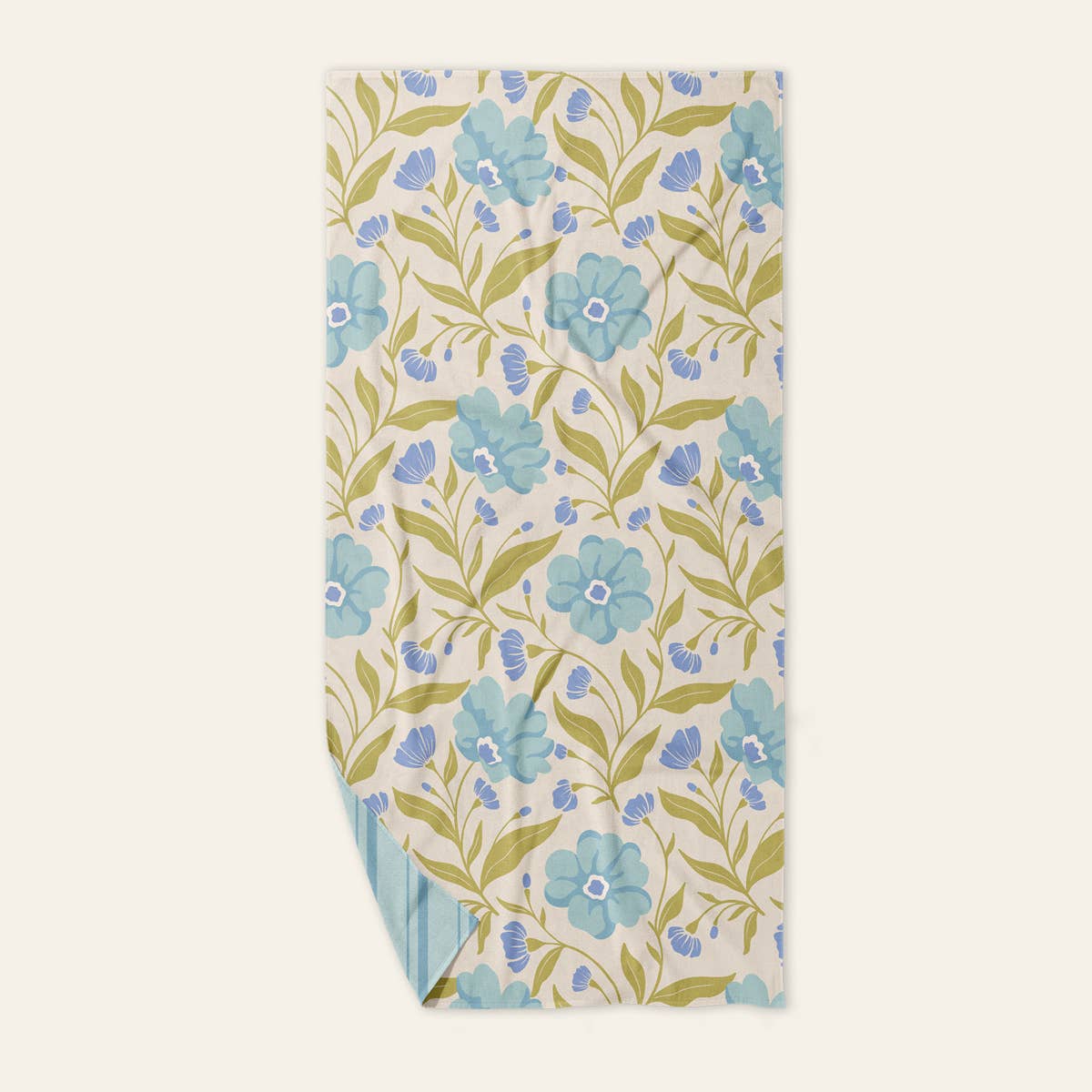 XL Quick-Dry Beach Towel–Poppin' Petals Aqua