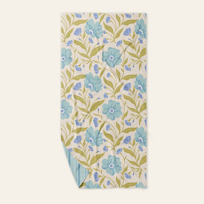 XL Quick-Dry Beach Towel–Poppin' Petals Aqua