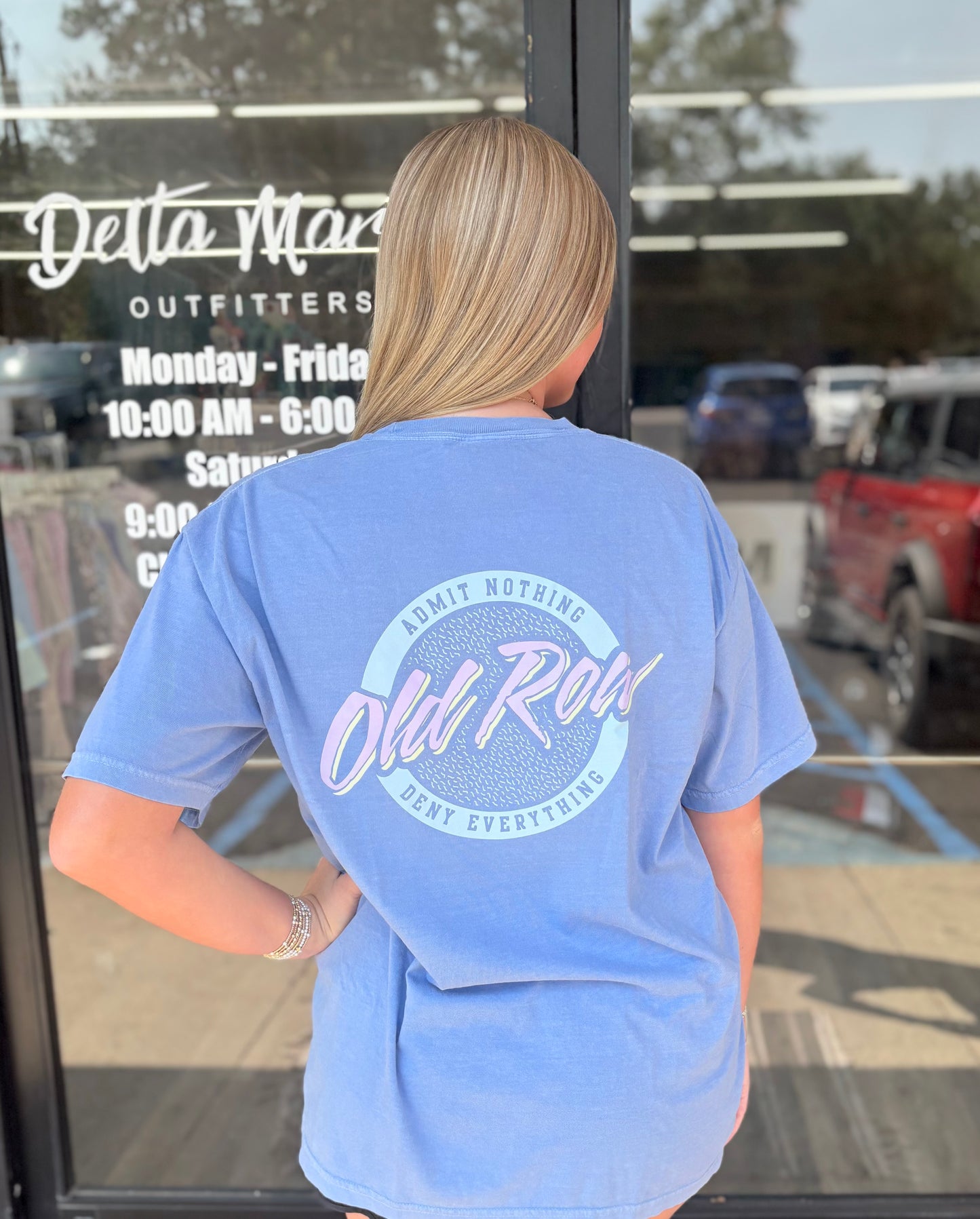 Old Row Circle Logo Pocket Tee - Washed Denim