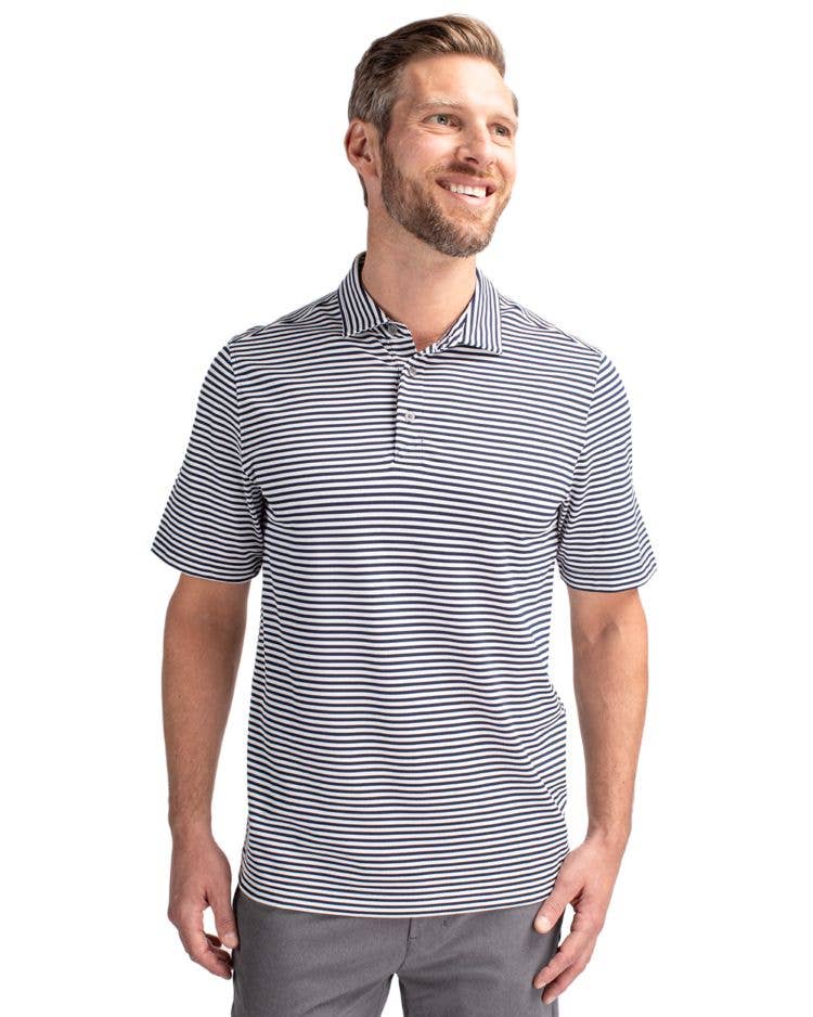 Cutter & Buck Virtue Eco Pique Stripe Recycled Mens Polo: College Purple