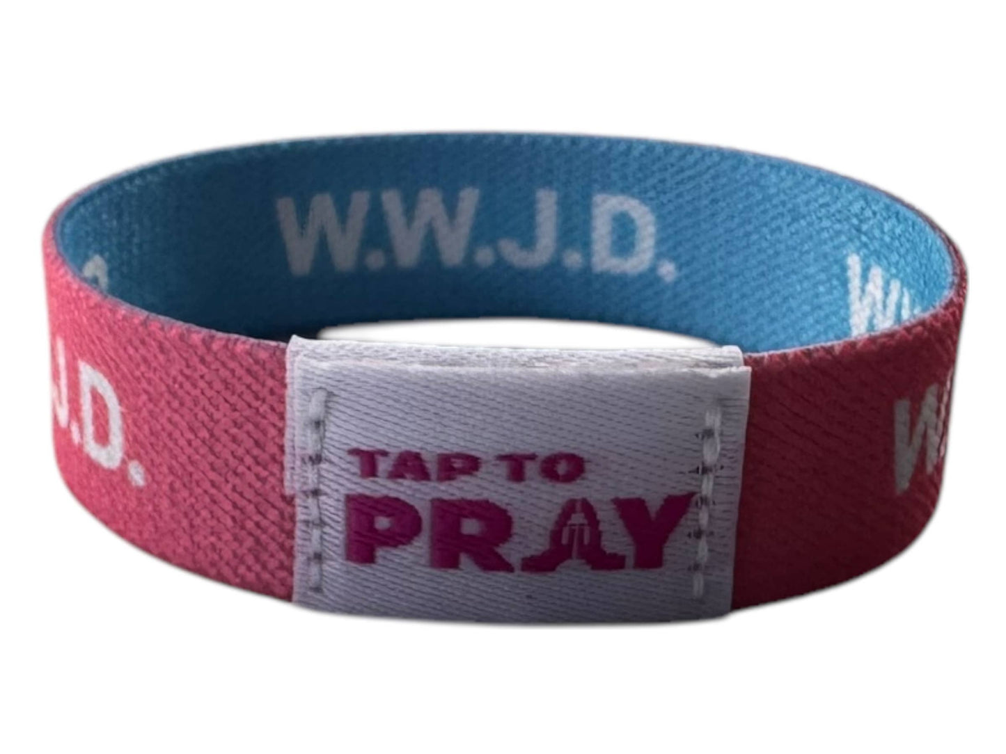 Tap To Pray™ Wristbands - Blue & Pink WWJD: Small / WWJD Pink / Blue