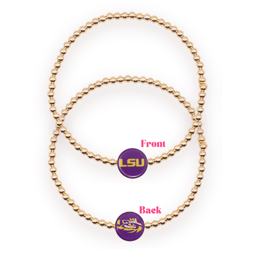 LSU Logo Flip Bracelet on Gold: Gold / Standard 6.75 inch