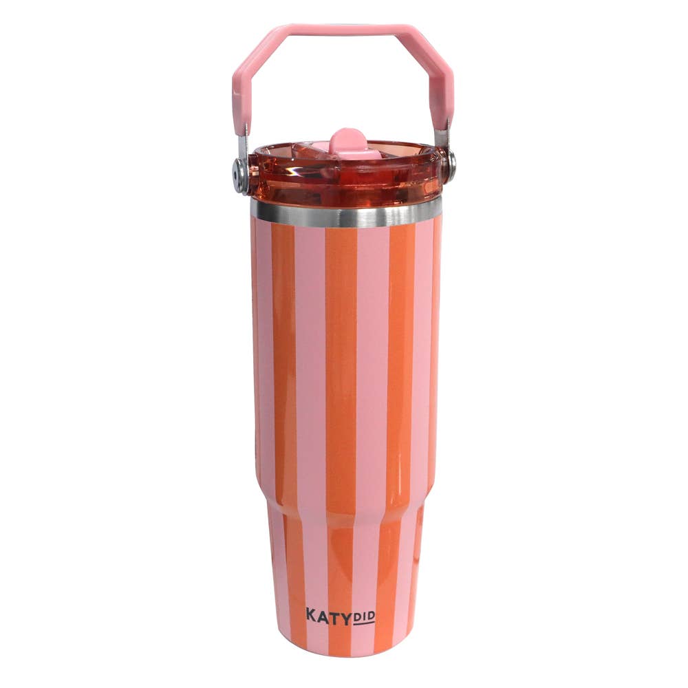 Pink and Orange Striped 30 Oz Cabana Tumbler: Pink and Orange Stripe