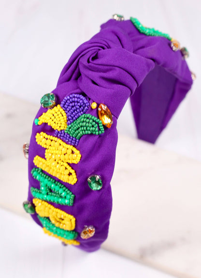 Mardi Gras Beaded Headband PURPLE: Default