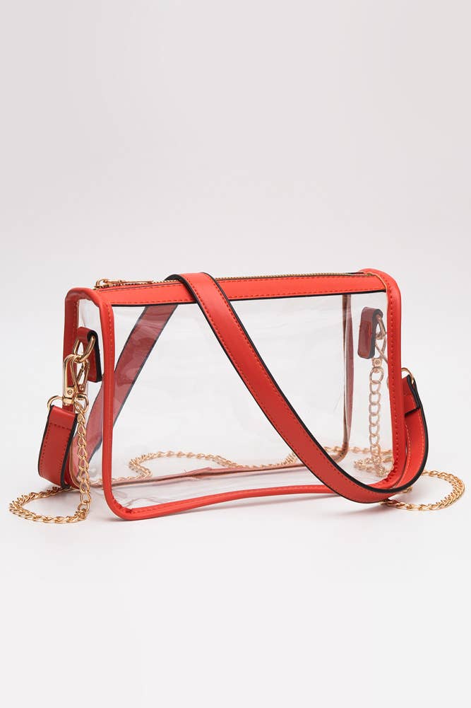 Clear Rectangle Stadium Concert Crossbody Bag: Navy
