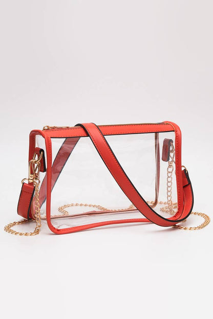 Clear Rectangle Stadium Concert Crossbody Bag: Navy