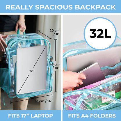 Clear Backpack For School XL | Turquoise Rhino: Turquoise Rhino