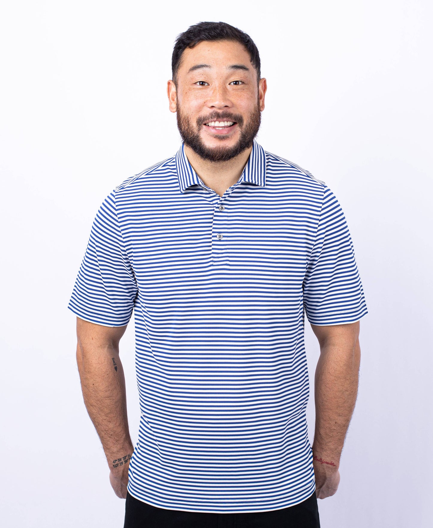 Cutter & Buck Virtue Eco Pique Stripe Recycled Mens Polo: College Purple