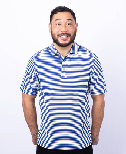 Cutter & Buck Virtue Eco Pique Stripe Recycled Mens Polo: College Purple