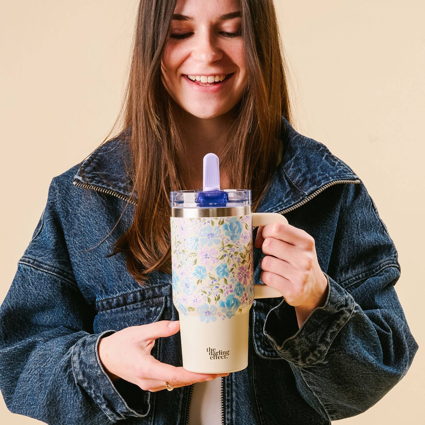 20 oz Lifestyle Flip Straw Tumbler-Secret Garden Blue