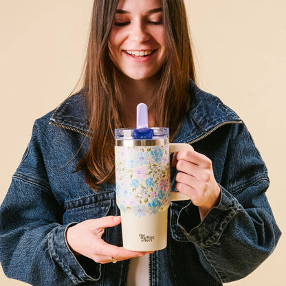20 oz Lifestyle Flip Straw Tumbler-Secret Garden Blue