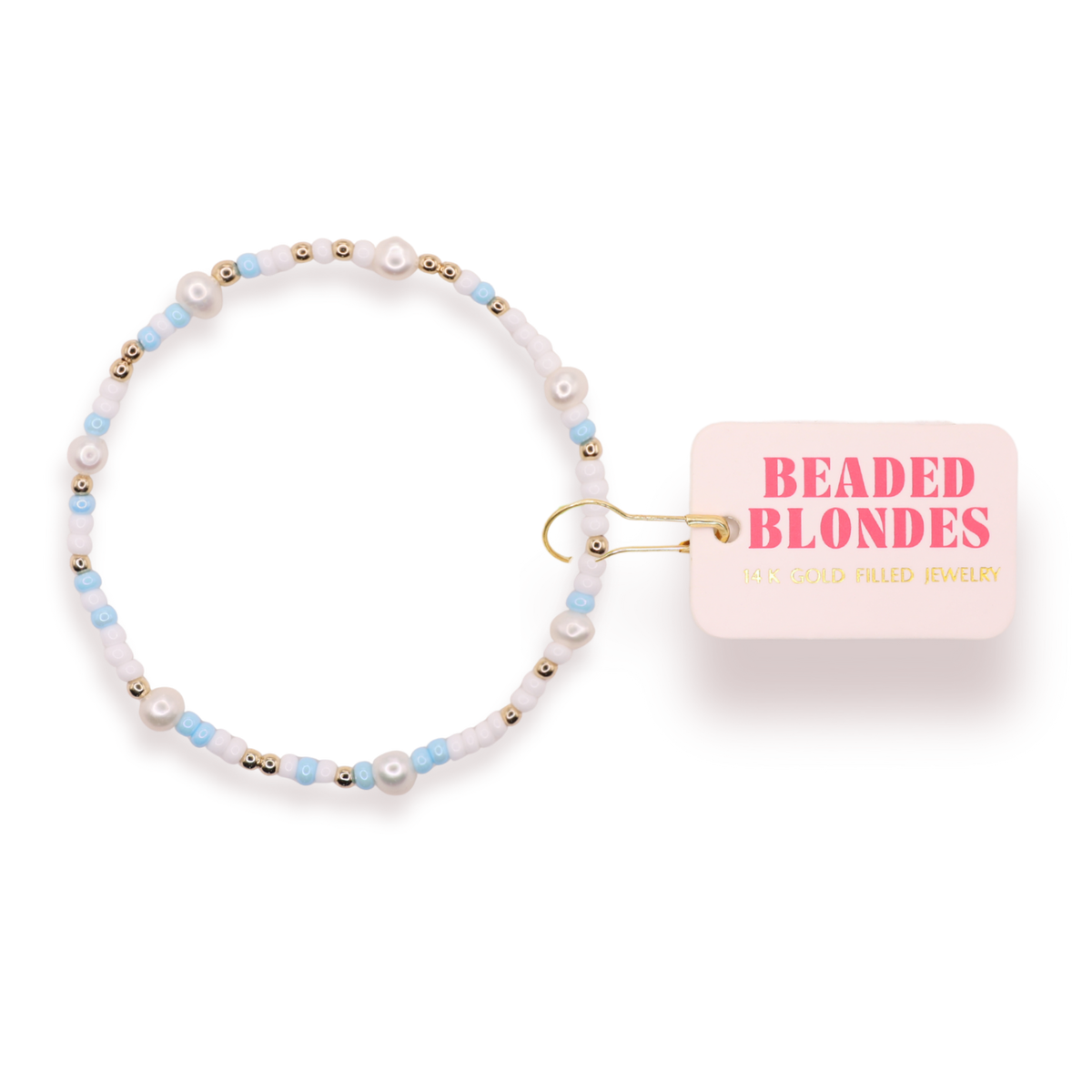Blue Pearl Sprinkle Bracelet: Standard 6.75 Inch