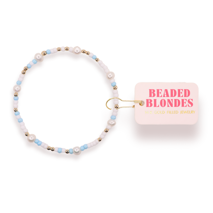 Blue Pearl Sprinkle Bracelet: Standard 6.75 Inch