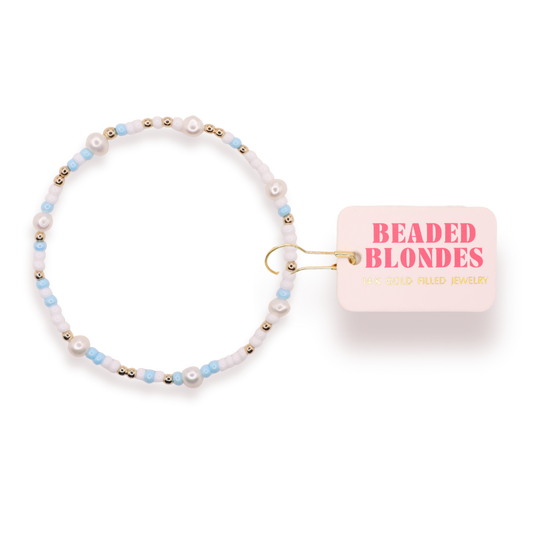 Blue Pearl Sprinkle Bracelet: Standard 6.75 Inch
