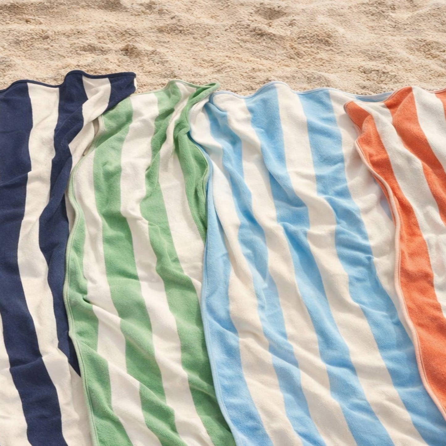 Large Scalloped Striped Beach Towel 90 x 170cm - 100% Cotton: Burnt Orange