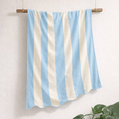 Large Scalloped Striped Beach Towel 90 x 170cm - 100% Cotton: Navy