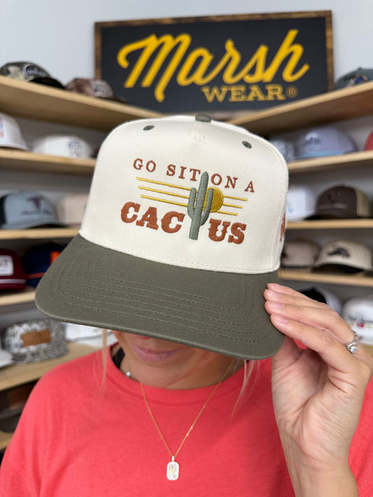 Go Sit On A Cactus Trucker Hat: Retro Sage/Natural