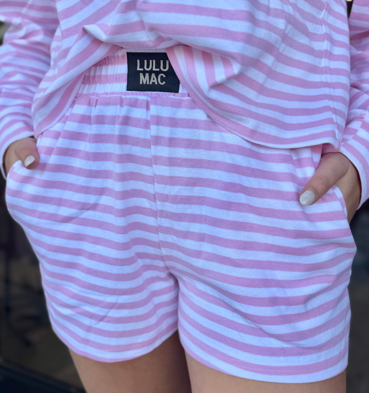 LULU MAC stripe shorts: LIGHT PINK