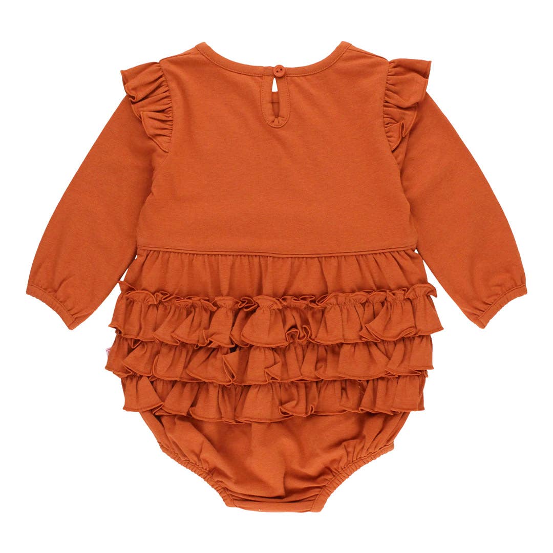 Baby Girls Rust Knit Long Sleeve Flutter Bubble Romper
: Orange