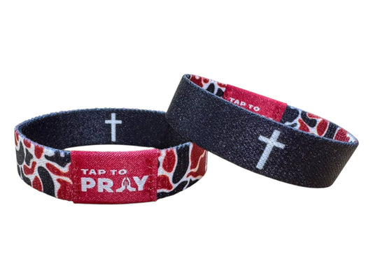 Tap To Pray™ Wristbands - Team Camo - Maroon & Black: Small