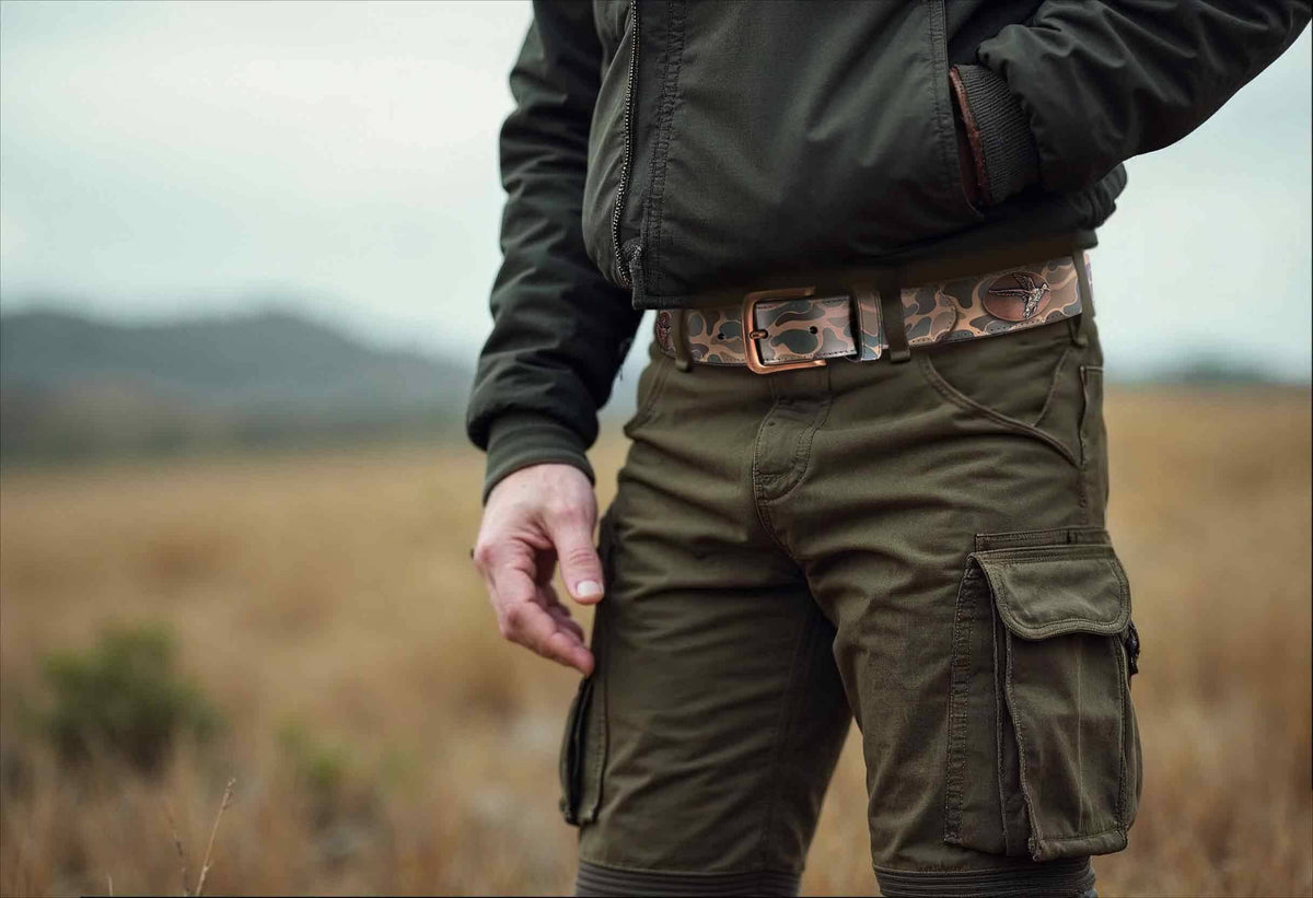 Mallard Old School Camo Leather Belt