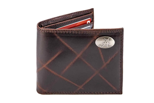 Alabama Crimson Tide Men's Collegiate Bifold Leather Wallet.: UAL Wrinkle