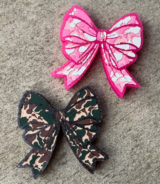 Large Camo Bow Car Freshener : Camo / Pink sands