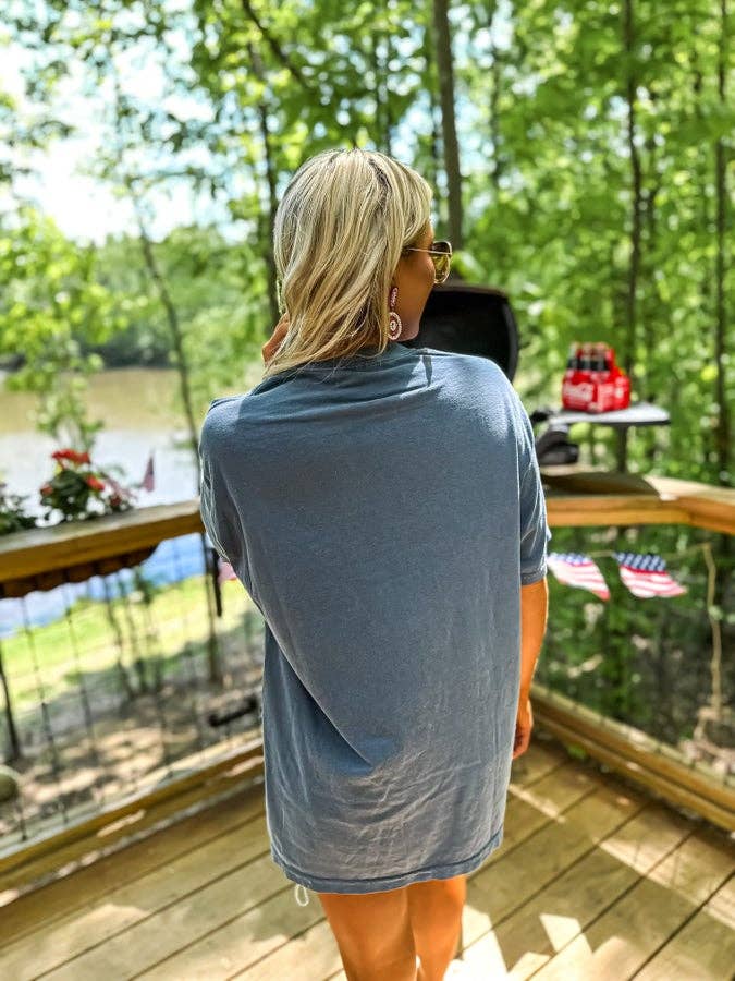 Merica Puff on Denim Graphic Tee