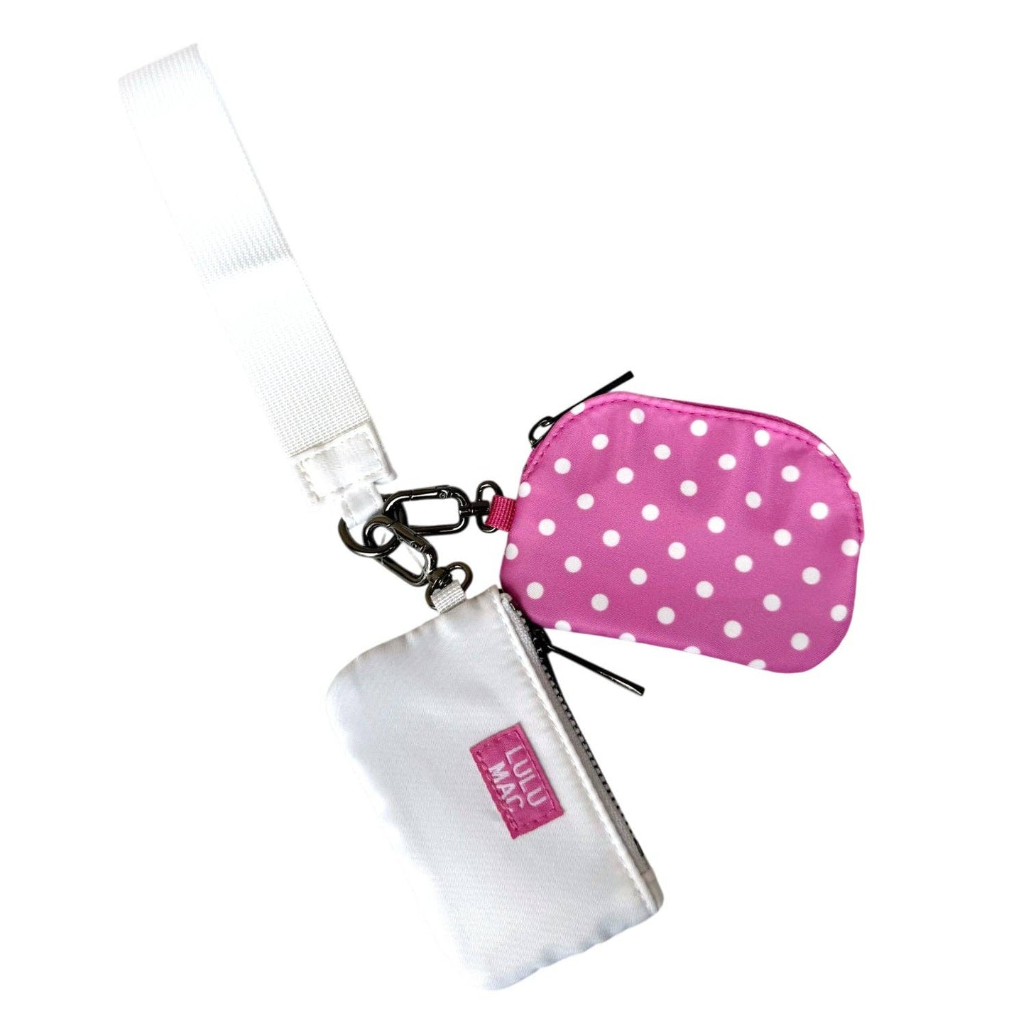 Lulu Mac Hot Pink/White Polka Dot Dual Wristlet