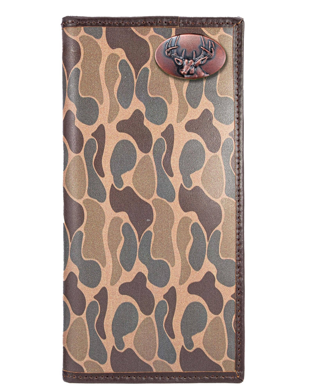 Buck Men's Secretary Old School Camo Leather Wallet.: Brown/Tan Camo