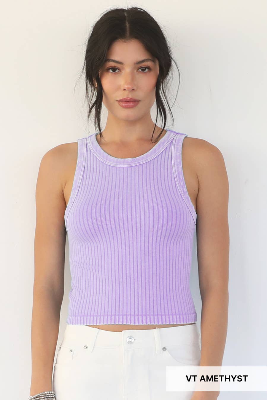 NS8358 - Vintage Wide Ribbed Tank Top: Vintage Amethyst