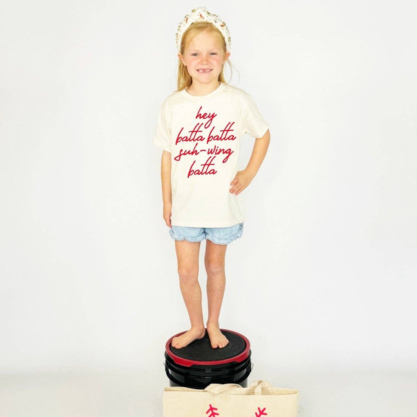Hey Batta Swing Batta Youth & Adult Tee: Ivory
