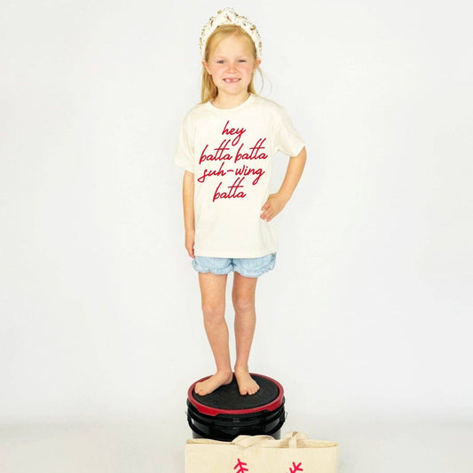 Hey Batta Swing Batta Youth & Adult Tee: Ivory-O